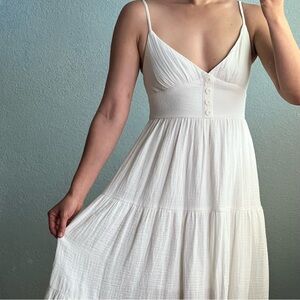 Hello Molly White Cottage Weastern Two-Tier Cotton Blend Boho Maxi Dress Size XS